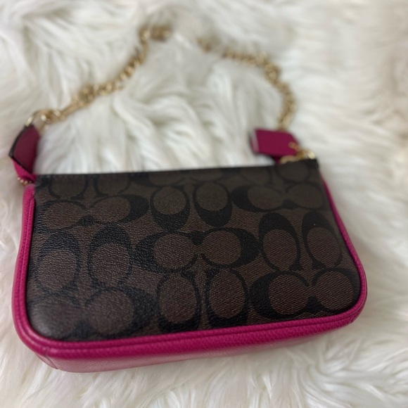 Coach Brown and Pink Wristlet with Gold Chain# F64234( NWOT) - Picture 8 of 12